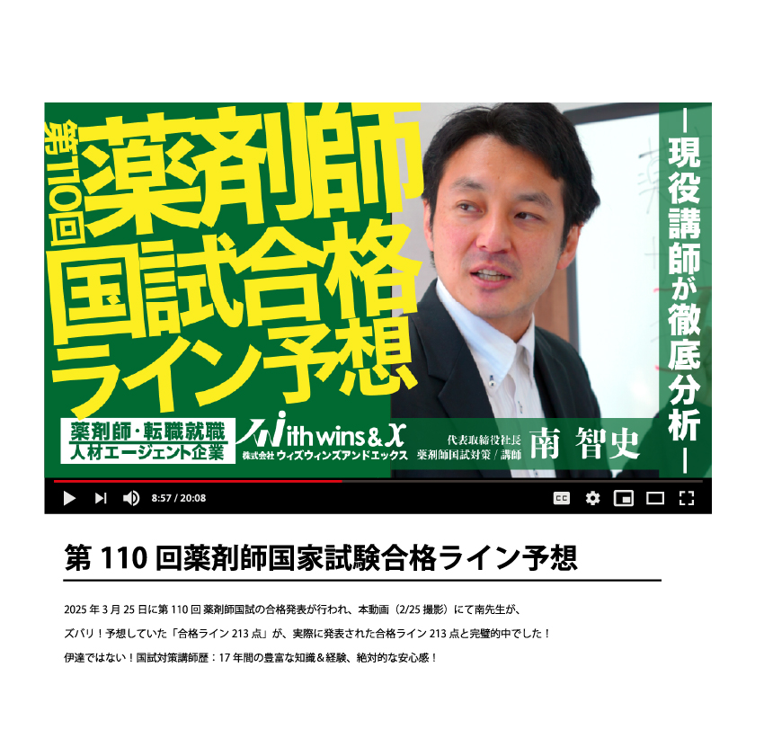 第110回薬剤師国家試験合格ライン予想